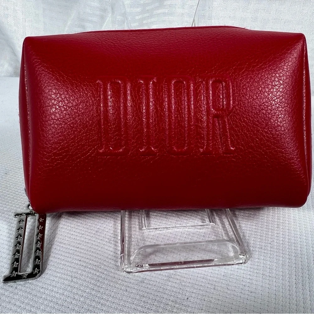 7529: Christian Dior Beauty Red Cosmetic Makeup Pouch Zip Case